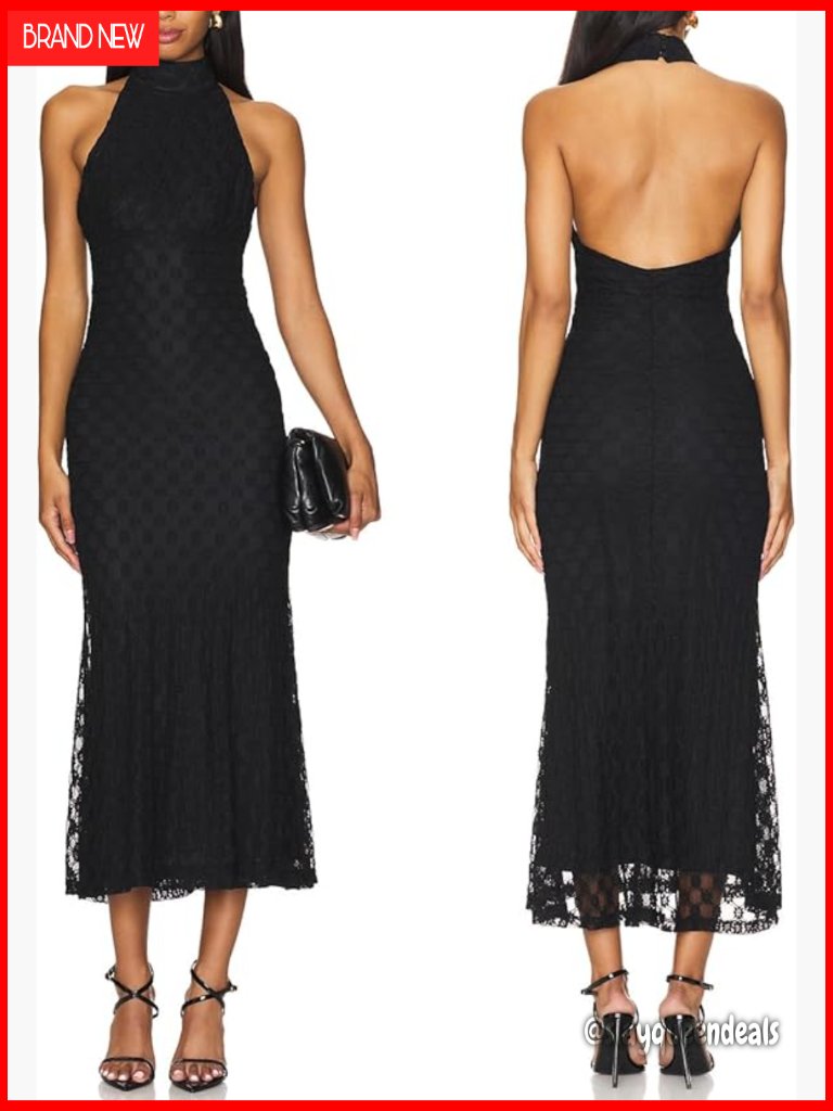 Elegant Halter Neck Floral Lace Mermaid Maxi Dress Formal Cocktail Wedding Guest